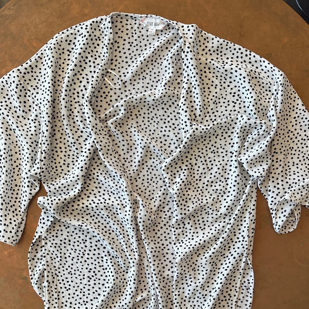 Pink Rose Black and White Polka Dot Sweater